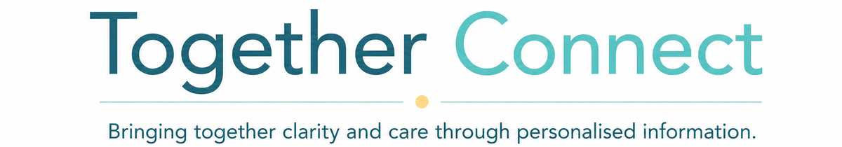 Together Connect logo -Bringing together clarity and care through personalised information